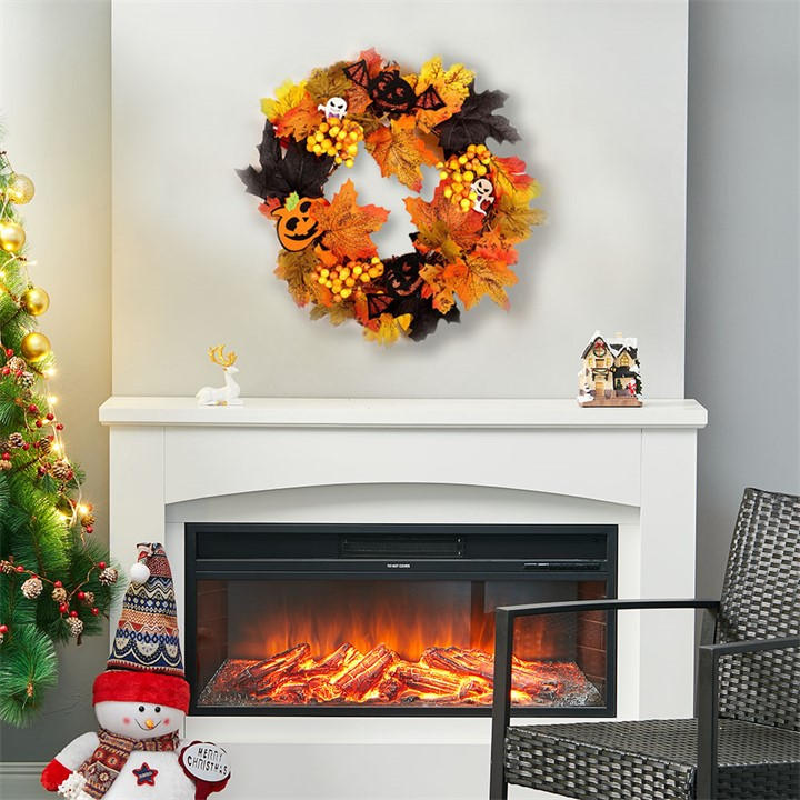 Life Ideas  Orange Realistic Decoration Wreath With Led Lights, Sports Direct