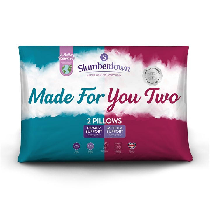 Slumberdown Unisex White 2 Pack Made For You Two Medium & Firm Support Pillows In - Image 3