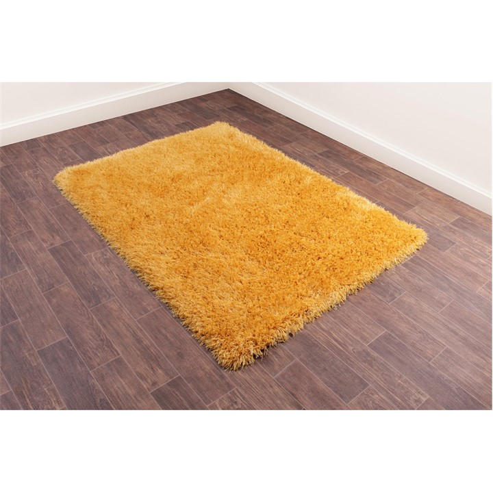 Ultimate Rug  Yellow Boston Plain Shaggy Rug in Size 80x150cm, Sports Direct