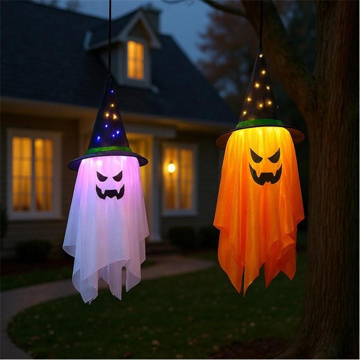 Life Ideas  Orange,Black 2Pcs Halloween Decorations Light Up Ghosts, Sports Direct