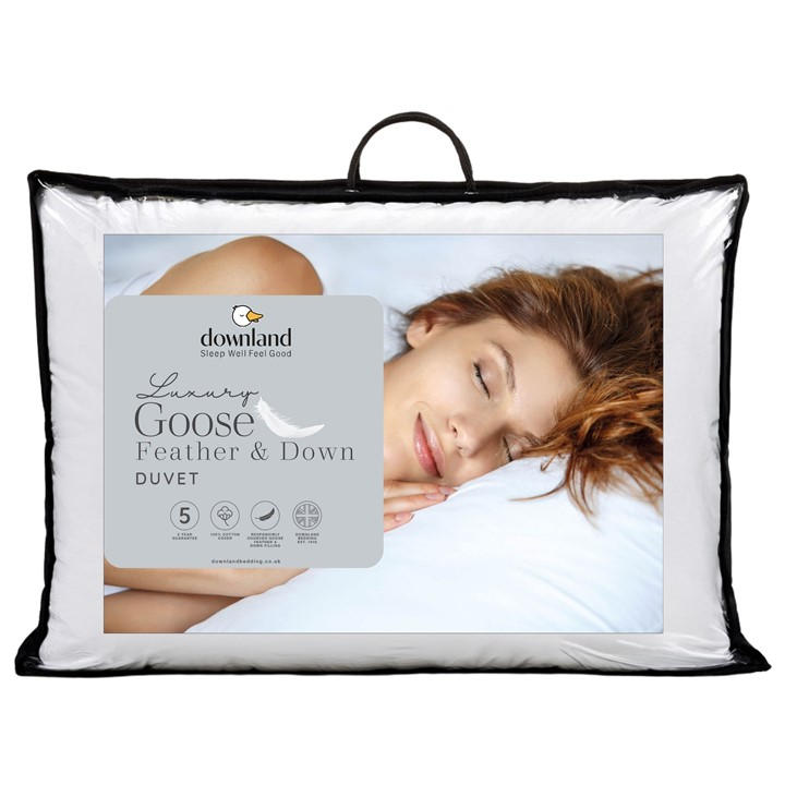 Downland  White Luxury Cotton Goose Feather & Down 13.5Tog Duvet in Size King, Sports Direct