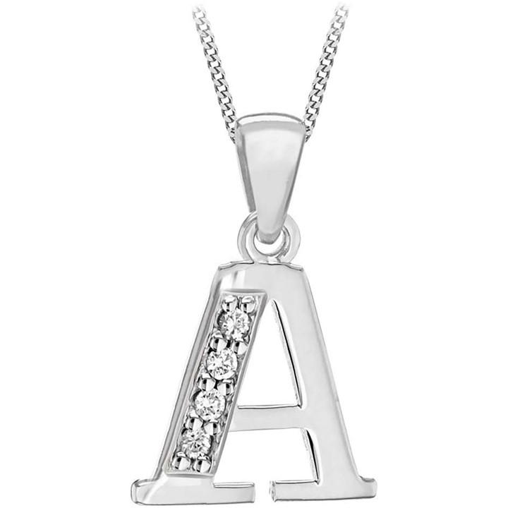 Be You Women's Silver Sterling Cz Initial Necklace in Size M, Sports Direct