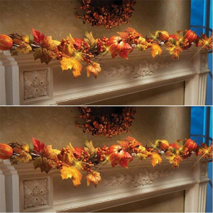 Life Ideas  Orange Artificial Autumn Maple Leaf Pumpkin Vine Garland, Sports Direct