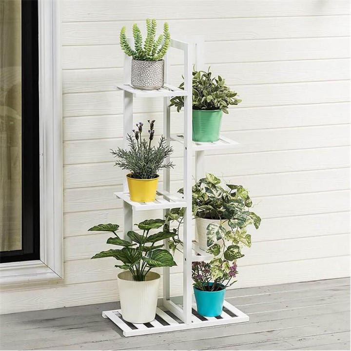 Life Ideas  White 5-Tier Wooden Plant Stand in Size M, Sports Direct