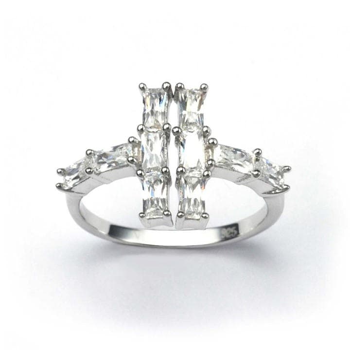 Espree Women's Silver The Baguette Split Ring, Sports Direct