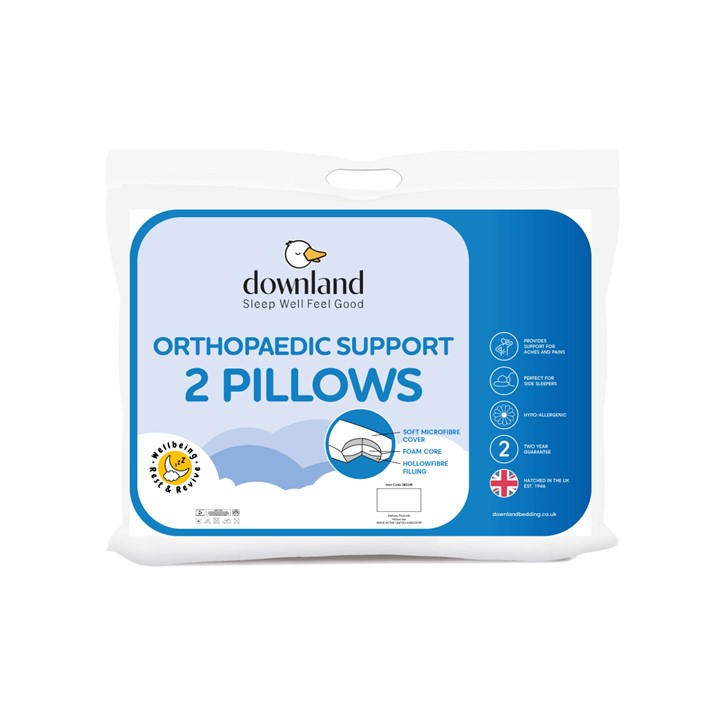 Downland  White Orthopaedic Support Pillow Pair, Sports Direct