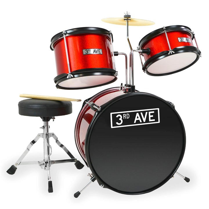 3Rd Avenue 3 Piece Junior Drum Kit Red 3-Piece - Image 4