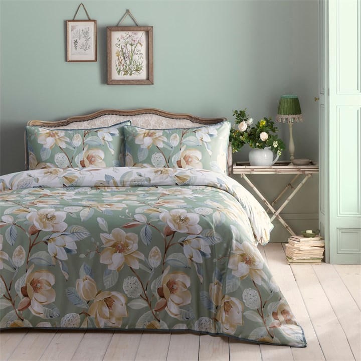 Appletree  Green Eleanor Cotton Duvet Cover Set in Size Superking, Sports Direct
