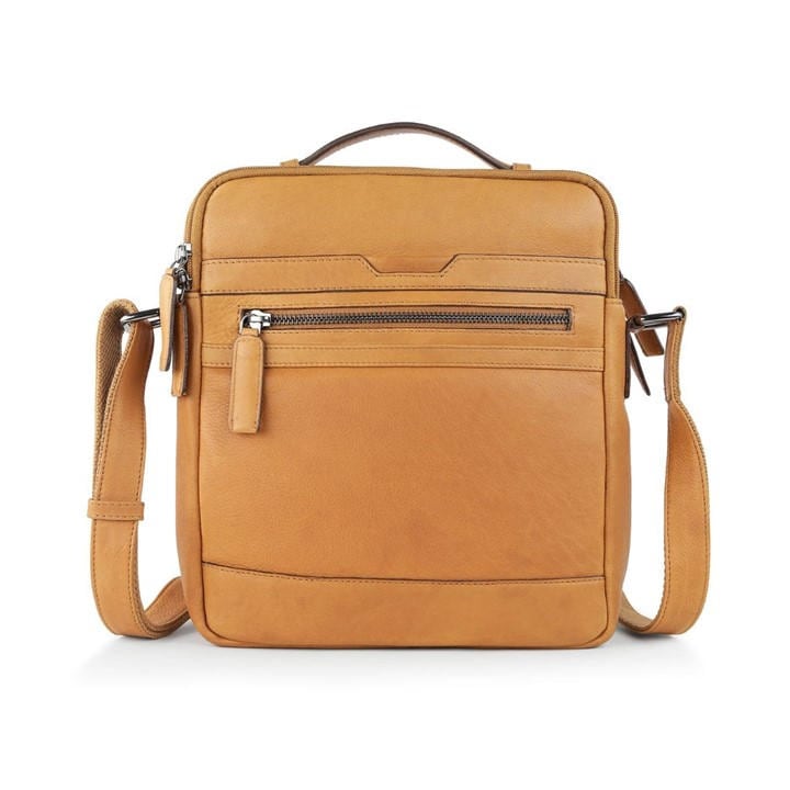 Primehide Leather  Brown Crossbody Bag With Top Handle And Shoulder Strap in Size 27 x 23, Sports Direct