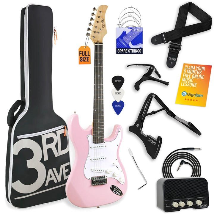 3Rd Avenue Pink Full Size Electric Guitar Pack With Amp - Image 3