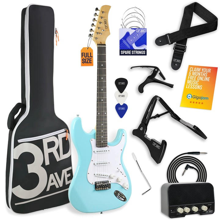 3Rd Avenue  Full Size Pastel Electric Guitar Pack - Pastel Blue - Full Size - Image 2