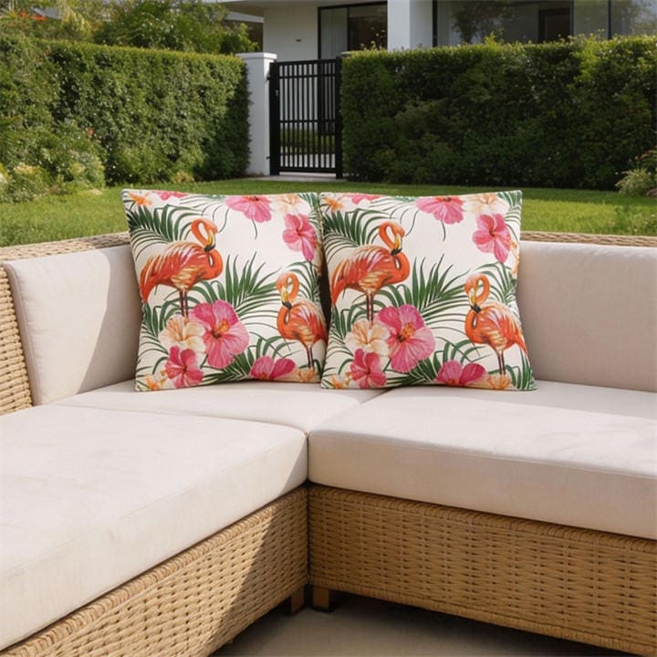 Streetwize  Pink Outdoor Flamingo Palm Print Scatter Cushions - Pa in Size 45x45cm, Sports Direct