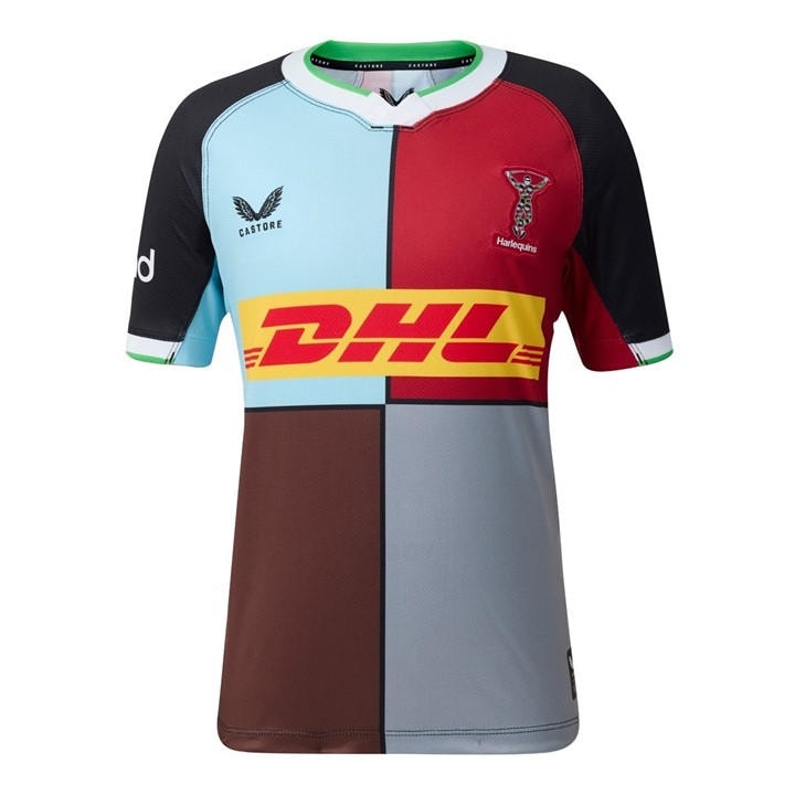 Castore Boys  Kids Harlequins Home Rugby Shirt 2026.27 in Size 9 - 10 Years, Sports Direct