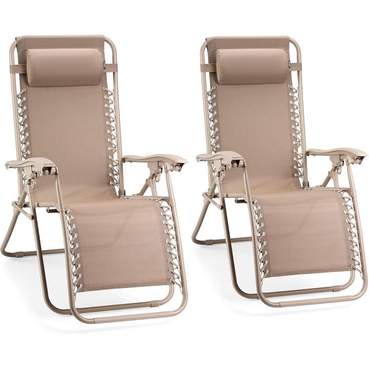 Vonhaus  Brown Verona Sage Zero Gravity Chair Set Of 2, Sports Direct