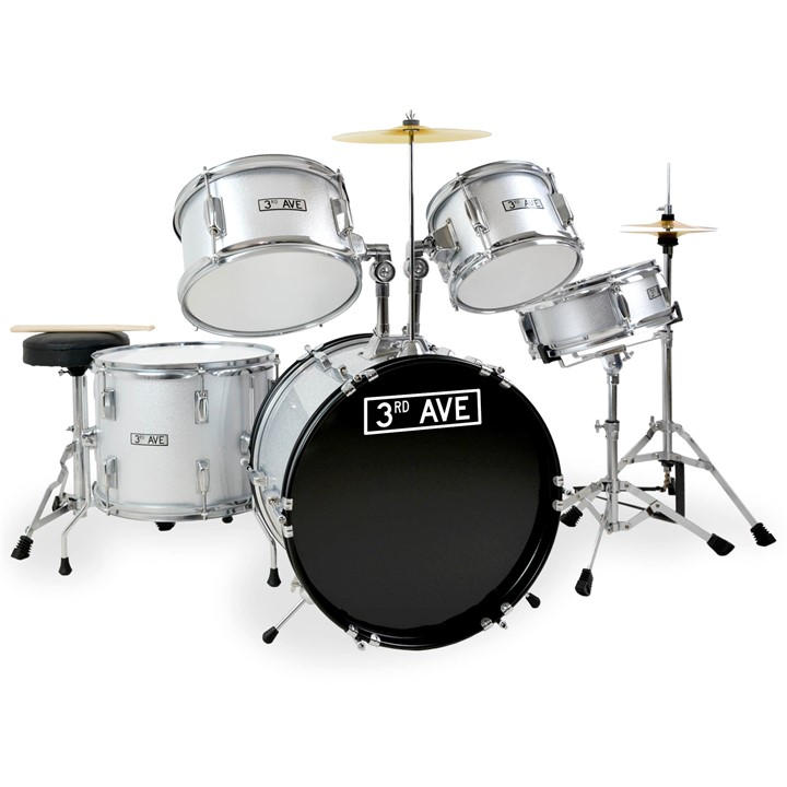 3Rd Avenue Junior 5-Piece Drum Kit - Silver, Silver/Grey - Image 5