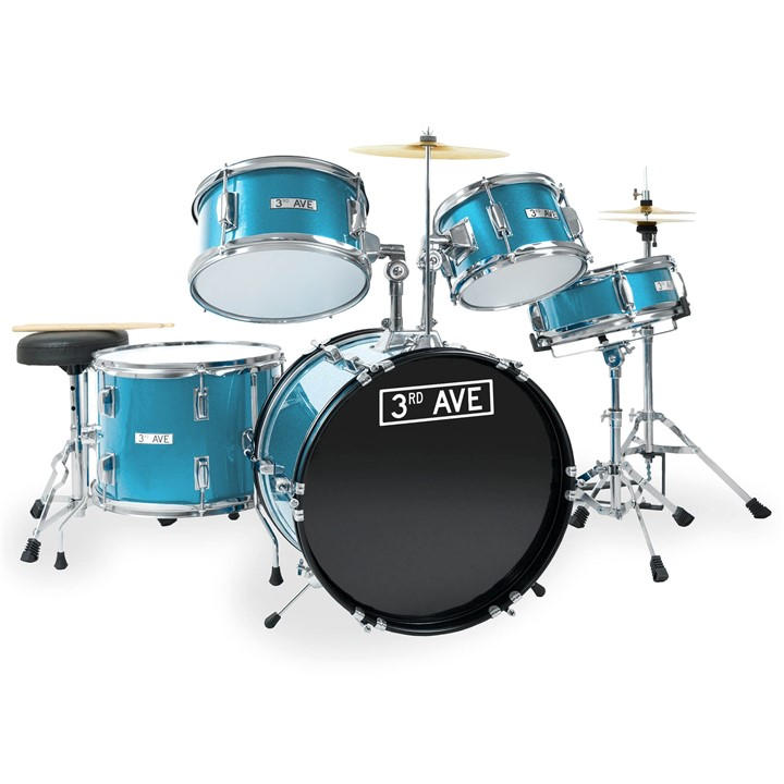 3Rd Avenue 5 Piece Junior Drum Kit - Blue - 5-Piece - Image 3