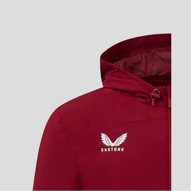 Biking Red - Castore - Men's Water Resistant Long Sleeve Hooded Rugby Jacket