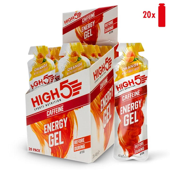 High5  Orange Energy Gel + Caffeine () in Size 20 Pack, Sports Direct
