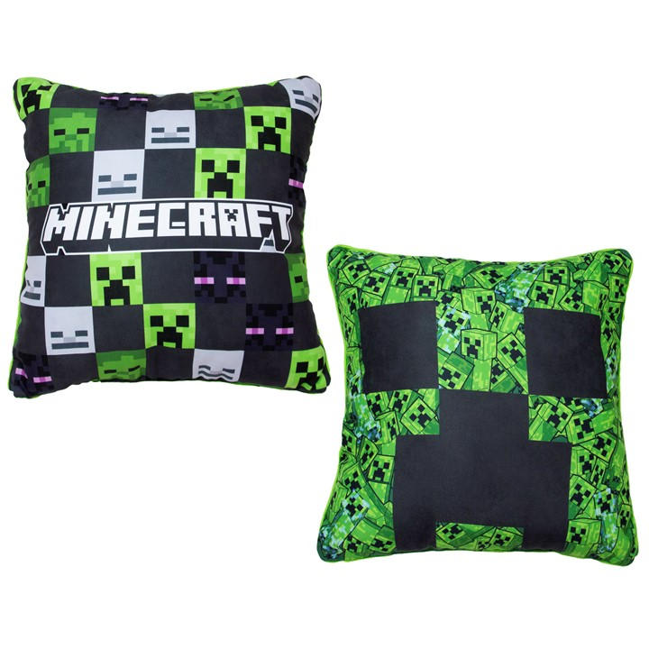 Minecraft  Kids  Creeper Square Cushion, Sports Direct