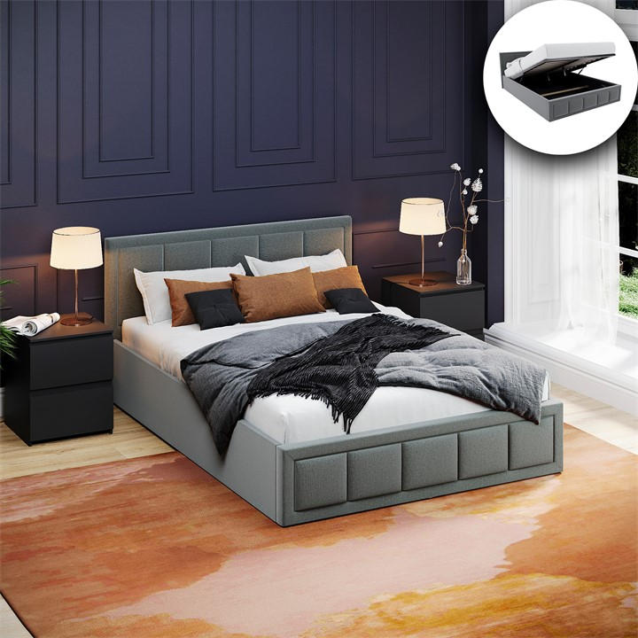 Lassic  Grey Vida Designs Vanita  Ottoman Fabric Bed Ukfr in Size Double, Sports Direct