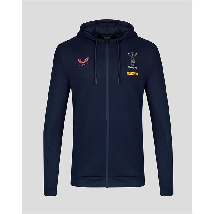 Castore Men's Blue Harlequins Travel Full Zip Hoodie 2026/27 in Size M, Sports Direct