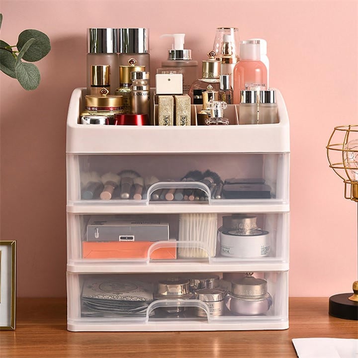 Sheonly  White 3-Tier Makeup Organizer With Compartments, Sports Direct