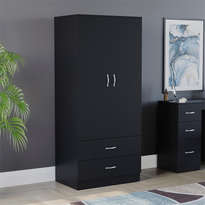 Lassic  Black Vida Designs Riano 2 Door 2 Drawer Wardrobe in Size 2+2, Sports Direct