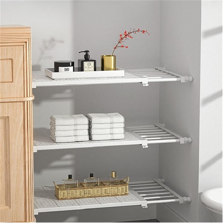 Life Ideas  White 50X25cm Expandable Closet Tension Shelf Rod in Size L, Sports Direct