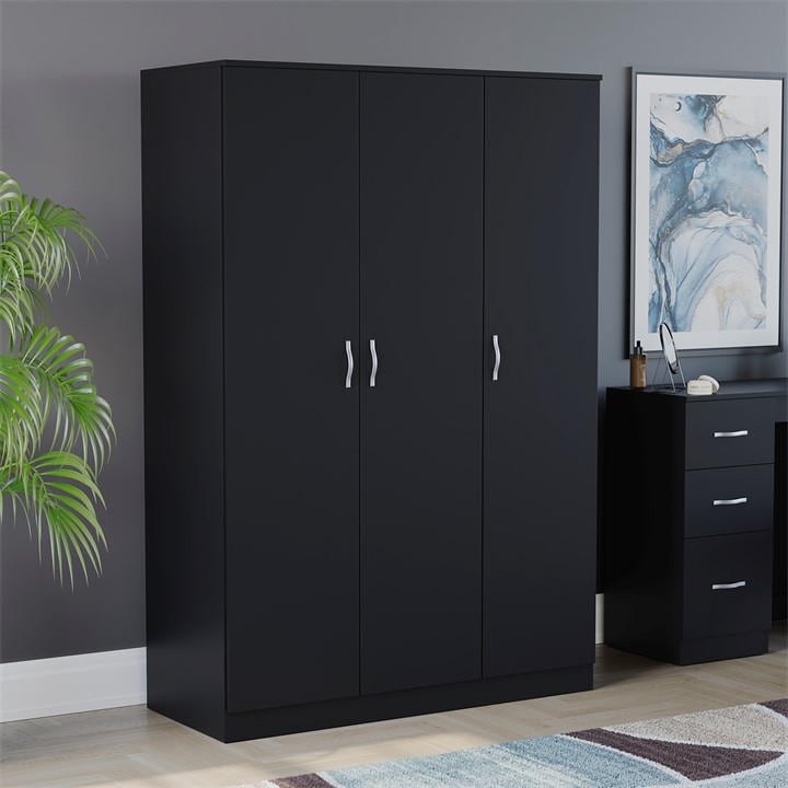 Lassic  Black Vida Designs Riano 3 Door Wardrobe, Sports Direct