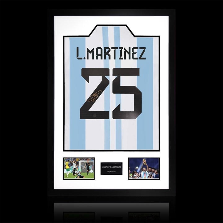 Argentina    Lisandro Martínez Signed  Premium Frame, Football by The Fan Cave in Size 850x600mm, Sports Direct