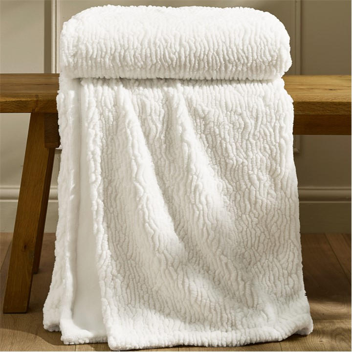 Catherine Lansfield Textured Wave Soft And Cosy Faux Fur Sherpa Throw - Image 3