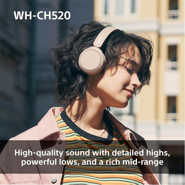 Beige - Sony - Sony WH-CH520 Wireless Headphones- Beige