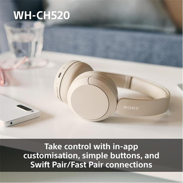 Beige - Sony - Sony WH-CH520 Wireless Headphones- Beige