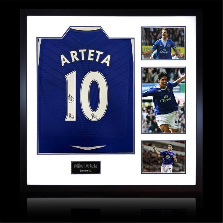 Everton    Mikel Arteta Signed  Shirt Elite Frame, Football by The Fan Cave in Size 820x820mm, Sports Direct