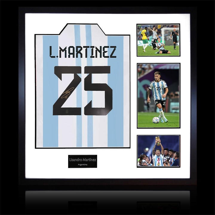 Argentina    Lisandro Martínez Signed  Elite Frame, Football by The Fan Cave in Size 820x820mm, Sports Direct