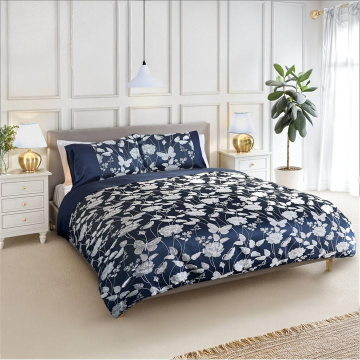 Emma Barclay  Blue Duvet Set Embellished Jacquard Butterfly in Size Superking, Sports Direct