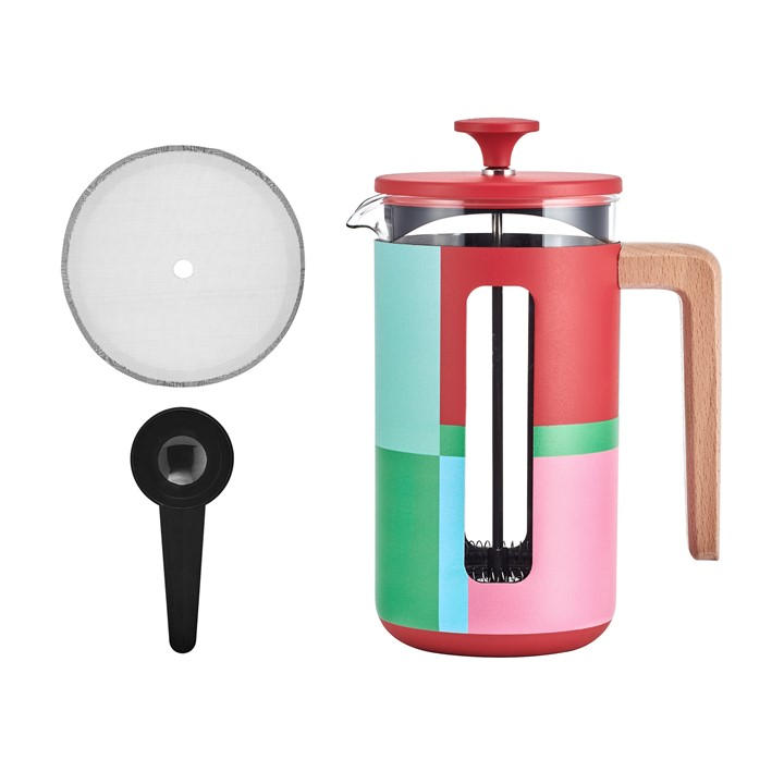 La Cafetiere Red Pisa 8 Cup 1L Stainless Steel Cafetiere, Sports Direct