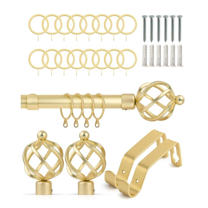 Emma Barclay  Gold Curtain Pole With Rings Extendable Cage in Size 1.2 - 2.1m, Sports Direct