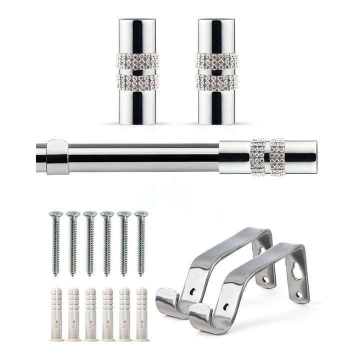 Emma Barclay  Silver Curtain Pole Extendable Diamante in Size 160-300cm, Sports Direct
