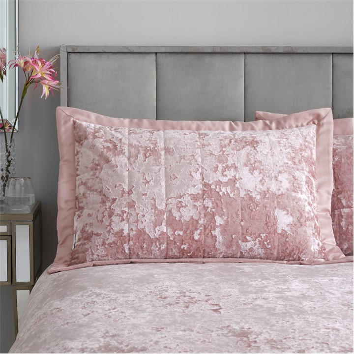 Catherine Lansfield  Pink Crushed Velvet Quilted Pillow Sham Pair in Size Pillowsham, Sports Direct
