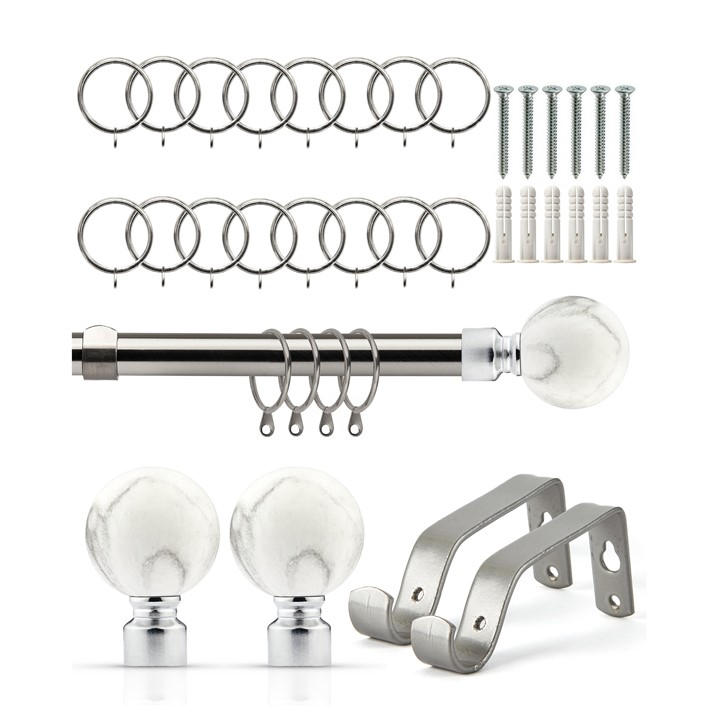 Emma Barclay  Grey Curtain Pole With Rings Extendable Marble in Size 1.2 - 2.1m, Sports Direct