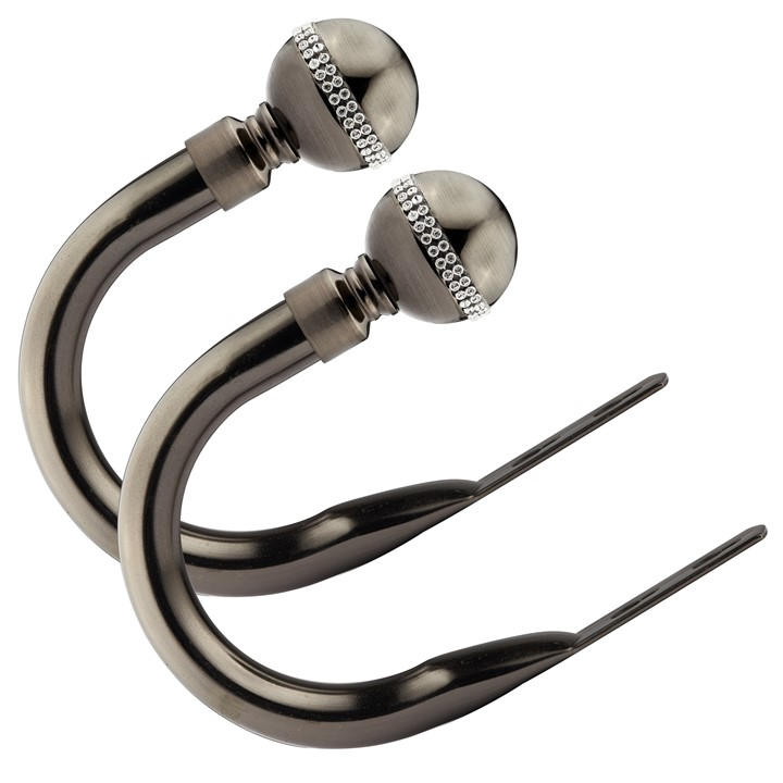 Emma Barclay  Black Metal Holdback Pair Tiebacks Bling Diamond, Sports Direct