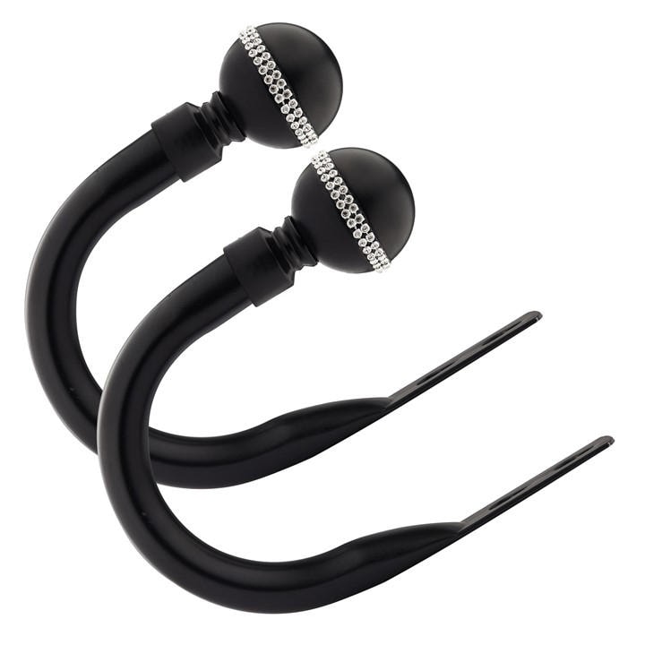 Emma Barclay  Black Metal Holdback Pair Tiebacks Bling Diamond, Sports Direct