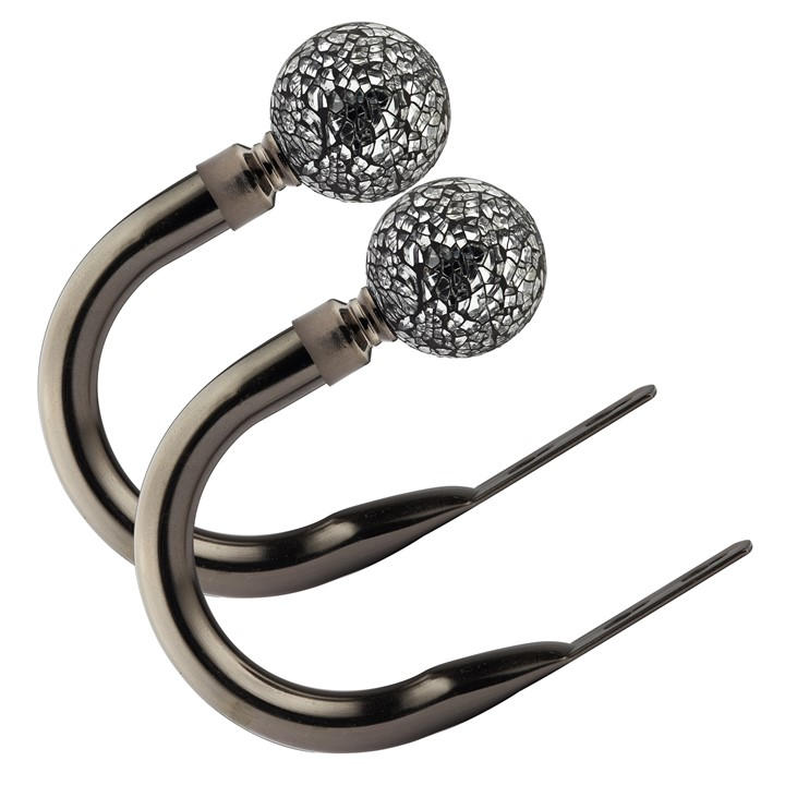 Emma Barclay  Black Metal Holdback Pair Tiebacks Cut Glass, Sports Direct