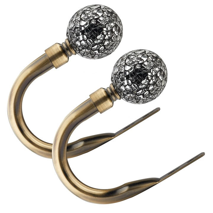 Emma Barclay  Brown Metal Holdback Pair Tiebacks Cut Glass, Sports Direct
