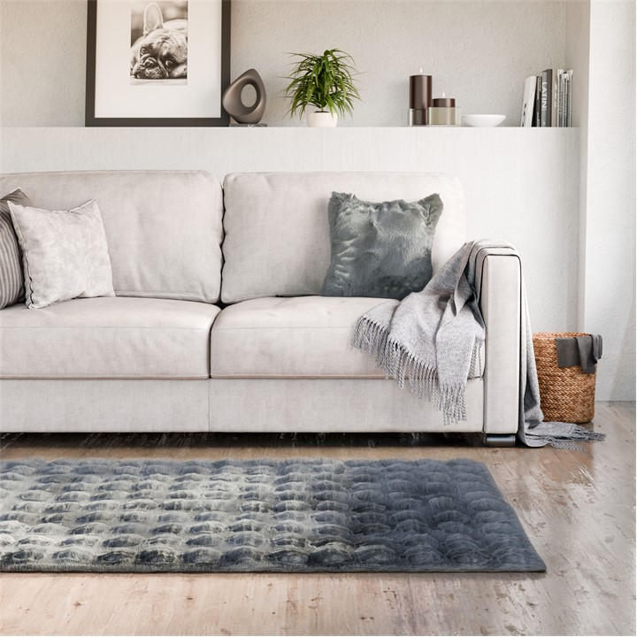 Emma Barclay  Grey Fur Area Rug Plush Faux Rabbit Fur Delux in Size 80x150cm, Sports Direct