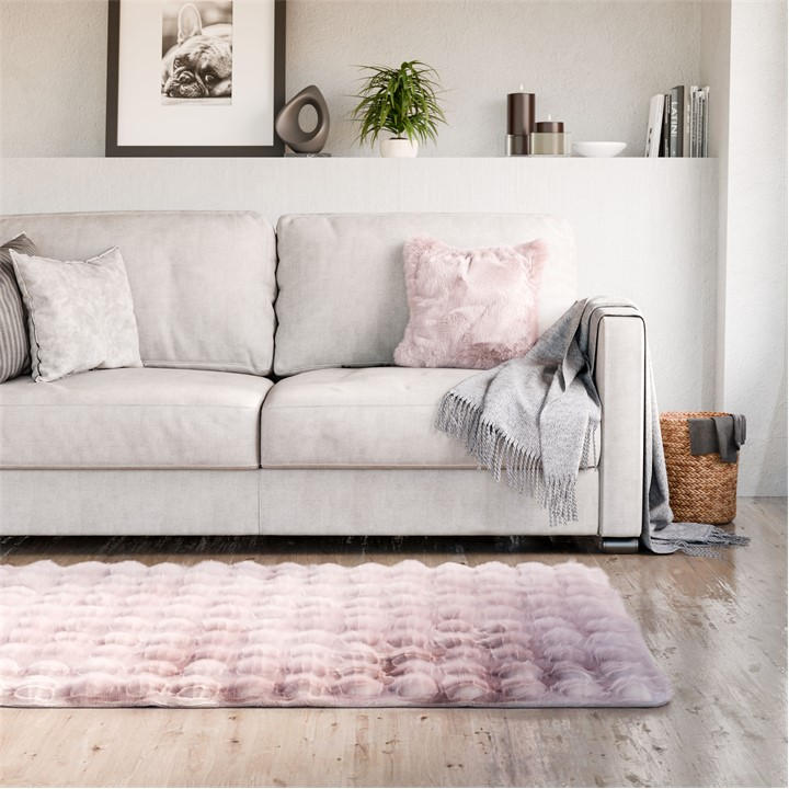 Emma Barclay  Pink Fur Area Rug Plush Faux Rabbit Fur Delux in Size 160x230cm, Sports Direct