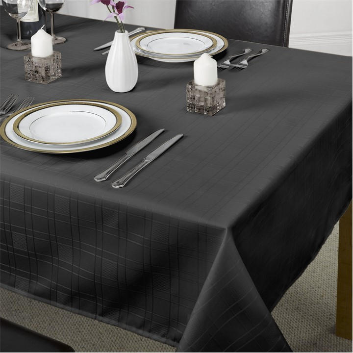 Emma Barclay  Black Jacquard Tablecloth Soft Polyester Chequers in Size 160cm Roun, Sports Direct