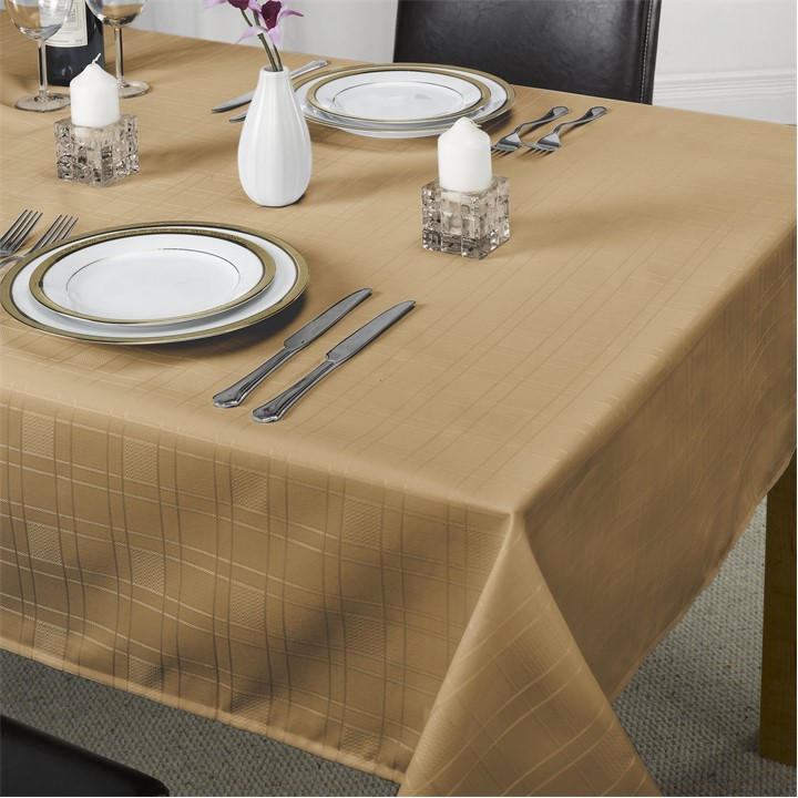 Emma Barclay  Brown Jacquard Tablecloth Soft Polyester Chequers in Size 160cm Roun, Sports Direct