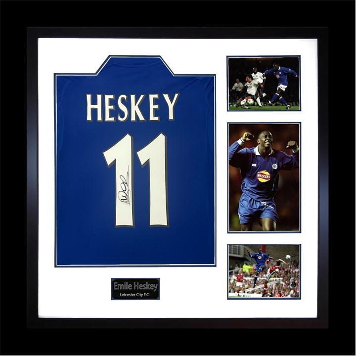 Lcfc    Emile Heskey Signed  Shirt Elite Frame, Football by The Fan Cave in Size 820x820mm, Sports Direct